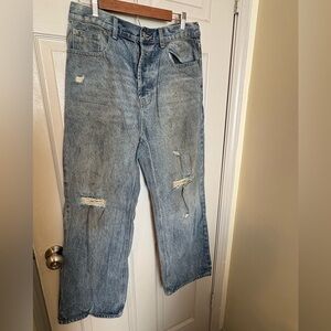 Relaxed Fit Distressed Denim Jeans 34/30
